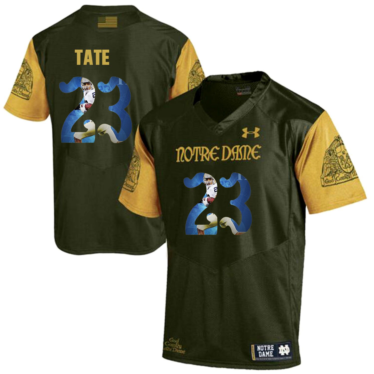 Men Norte Dame Fighting Irish 23 Tate Green Fashion Edition Customized NCAA Jerseys